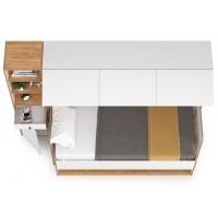 СНЯТО НСН Вуди Компоновка № 45, цвет белый премиум/дуб крафт золотой, сп. м. 800х1800 мм., б/м, основание есть, матрас высотой до 160 мм.