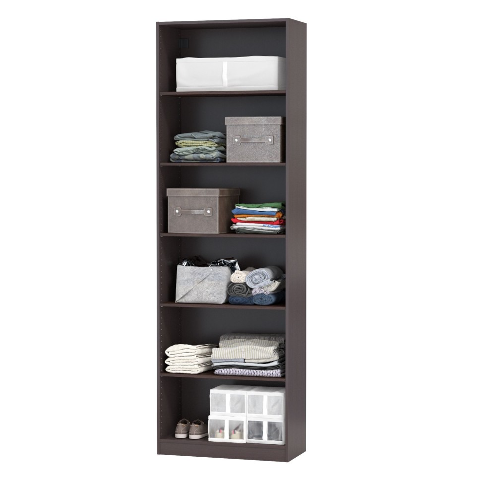 Стеллаж ИКЕА ПАКС 75/5, цвет чёрно-коричневый/венге, ШхГхВ 75х35х236 см., пять полок в цвете венге