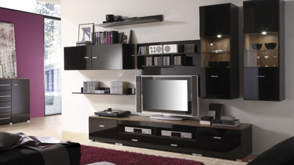 Гостиная Джанг МДФ (черная) / Дуб Экспресив Бронзовый K090