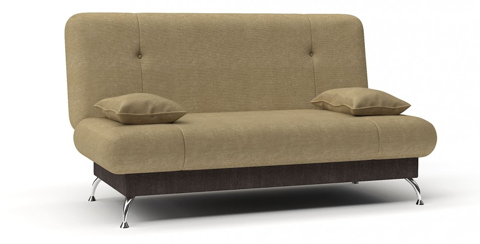 Диван прямой Лион книжка бежевый+коричневый велюр