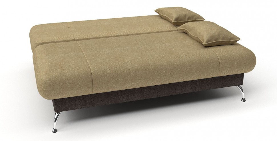 Диван прямой Лион книжка бежевый+коричневый велюр