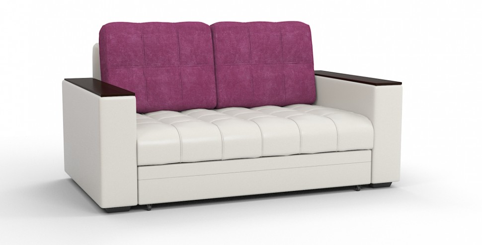 Диван выкатной Атлантик Люкс Мини экокожа белый + велюр розовый