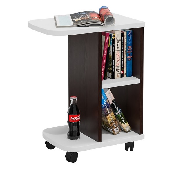 Стол журнальный С-МД-СЖ-3, цвет венге/белый шагрень, ШхГхВ 47х30х60 см.