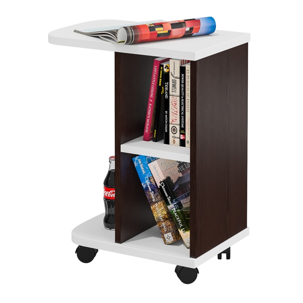 Стол журнальный С-МД-СЖ-3, цвет венге/белый шагрень, ШхГхВ 47х30х60 см.