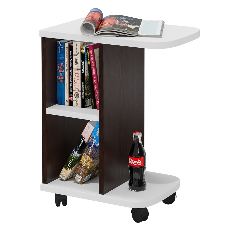 Стол журнальный С-МД-СЖ-3, цвет венге/белый шагрень, ШхГхВ 47х30х60 см.