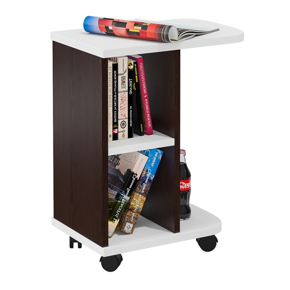 Стол журнальный С-МД-СЖ-3, цвет венге/белый шагрень, ШхГхВ 47х30х60 см.