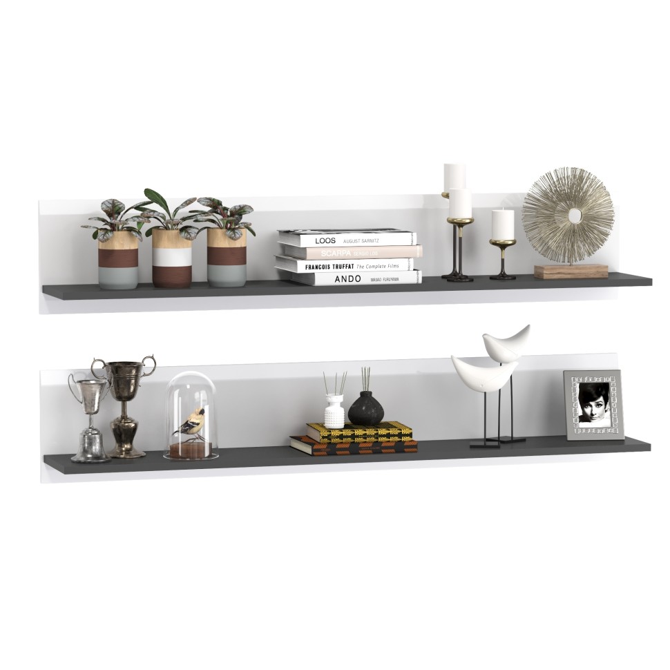 Сидней 16.486 Полка 2 штуки, цвет белый/чёрный, ШхГхВ размер каждой полки в отдельности: 129,9х21,6х24 см.