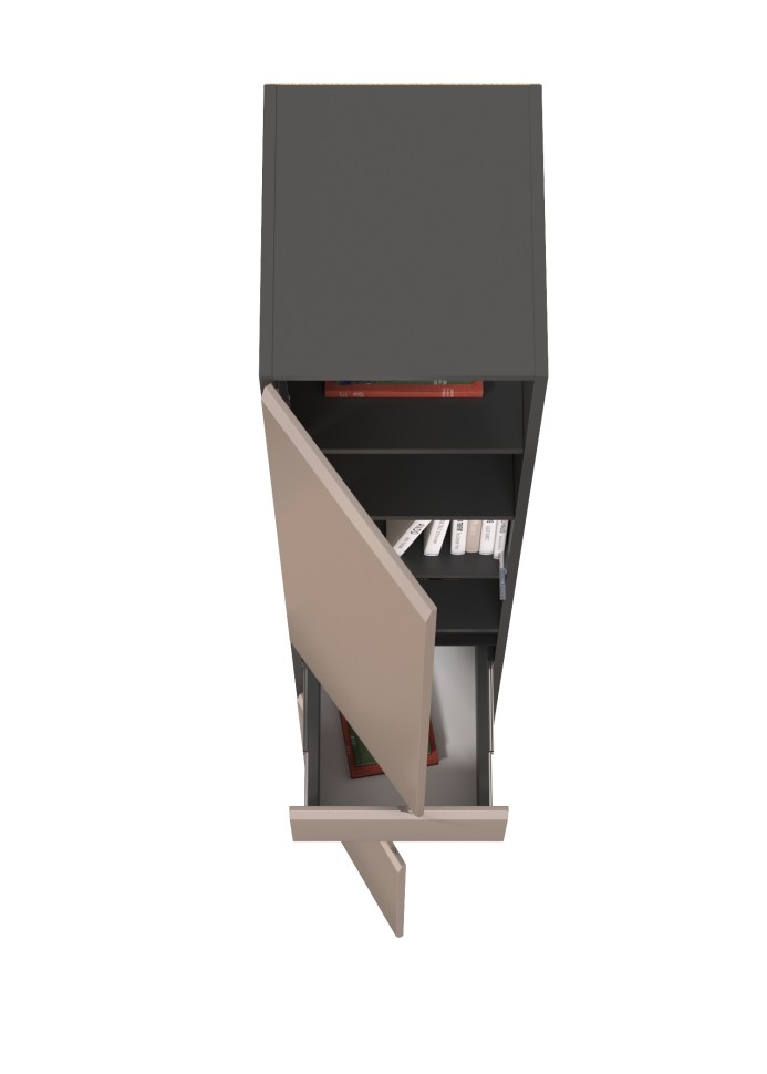 Сидней 13.202 Шкаф с ящиком, цвет корпус: антрацит/фасады: МДФ веллюто капучино, ШхГхВ 35х41,3х205,2 см., универсальная сборка