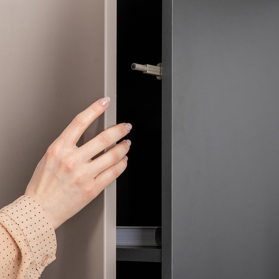 Сидней 13.202 Шкаф с ящиком, цвет корпус: антрацит/фасады: МДФ веллюто капучино, ШхГхВ 35х41,3х205,2 см., универсальная сборка