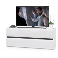 Сидней Комплектация № 008, цвет корпус: белый/чёрный/фасады: МДФ белый глянец, ШхГхВ 179,9х41,3х205,2 см., ниша для ТВ 129х41х98 см., универс. сборка