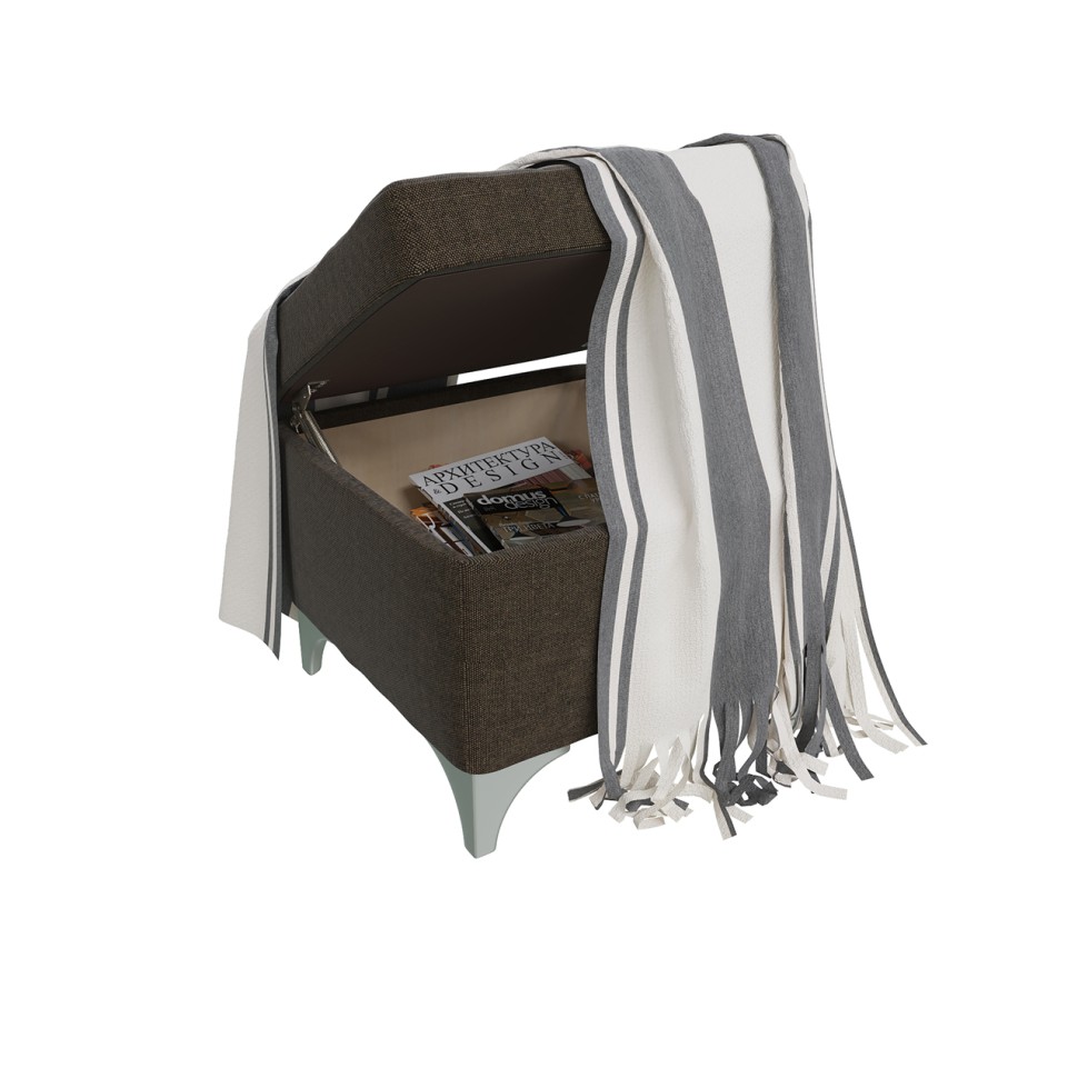 Банкетка 6-5113ТКтем.кор Жозефина-2, ткань тёмно-коричневая, ШхГхВ 46х46х45 см., под сиденьем есть ниша