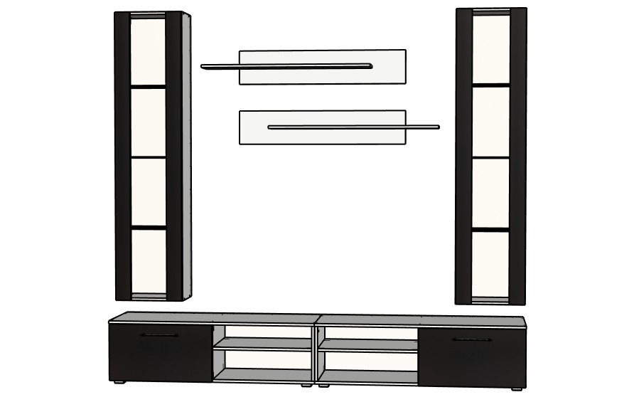 Гостиная 19 Черный 0190 / Белый Фасадный 0101