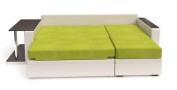 Диван угловой Атланта дельфин зеленый велюр+бежевая экокожа