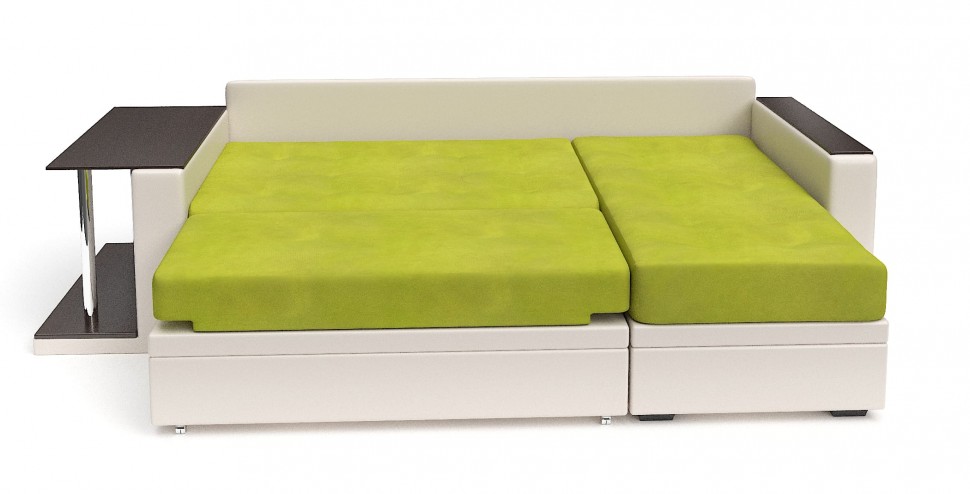 Диван угловой Атланта дельфин зеленый велюр+бежевая экокожа