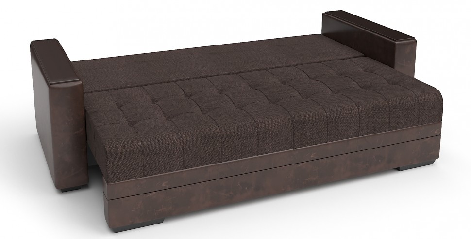 Диван прямой Атланта (Атлантик) еврокнижка коричневая рогожка+коричневая экокожа