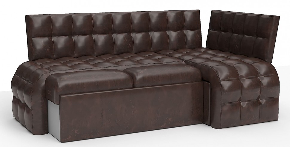 ДИВАН УГЛОВОЙ БРИСТОЛЬ ДЕЛЬФИН СО СПАЛЬНЫМ МЕСТОМ КОРИЧНЕВАЯ ЭКОКОЖА