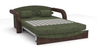 Диван выкатной Димочка велюр зеленый + экокожа коричневый