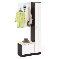 Прихожая П-6 Компоновка № 21, цвет венге/фасады МДФ белое дерево фрезеровка прованс, ШхГхВ 90х35х210 см., универсальная сборка