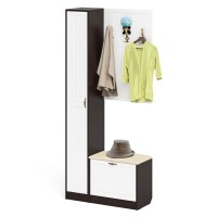 Прихожая П-6 Компоновка № 21, цвет венге/фасады МДФ белое дерево фрезеровка прованс, ШхГхВ 90х35х210 см., универсальная сборка