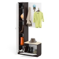 Прихожая П-6 Компоновка № 21, цвет венге/фасады МДФ белое дерево фрезеровка прованс, ШхГхВ 90х35х210 см., универсальная сборка