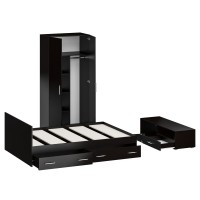 Спальня Стандарт 3-1400Я, цвет венге/фасады ТВ тумбы МДФ чёрный глянец, сп.м. 1400х2000 мм., без матраса, основание есть