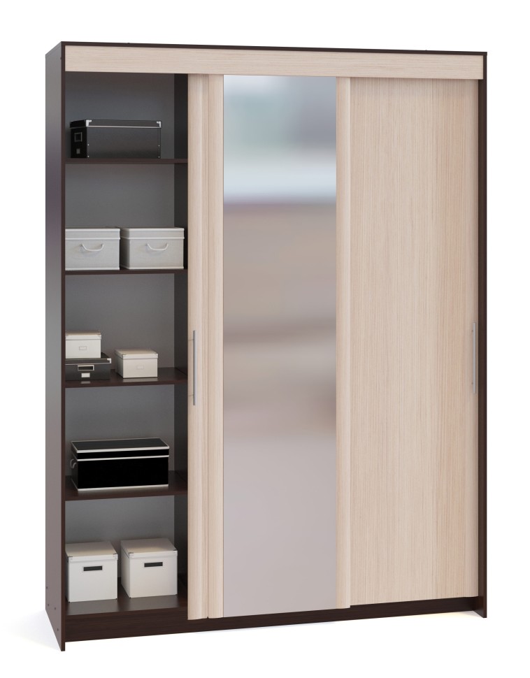Шкаф-купе Контур ШР-186.31 с зеркалом, цвет дуб венге/белёный дуб, ШхГхВ 180х60х240 см.