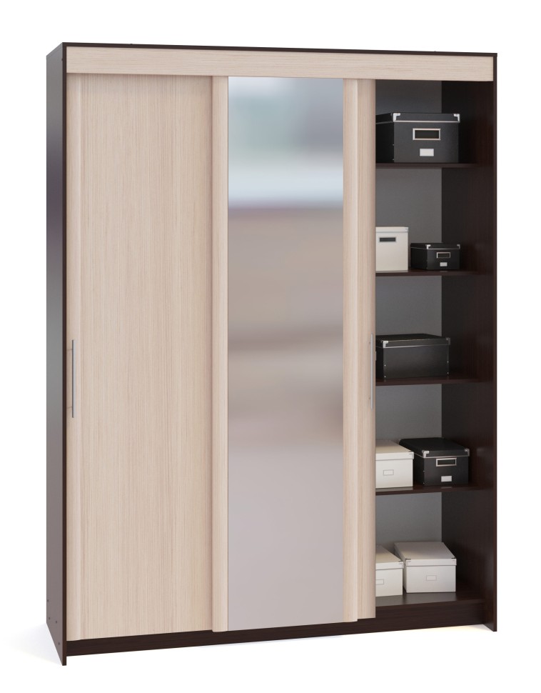 Шкаф-купе Контур ШР-186.31 с зеркалом, цвет дуб венге/белёный дуб, ШхГхВ 180х60х240 см.