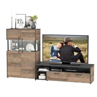 Трувор 13.70 Тумба под ТВ + 13.306 Комод с витриной, цвет дуб гранж песочный/интра, ШхГхВ 235,6х45,4х135,3 см., универсальная сборка