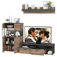 Трувор 13.70 Тумба под ТВ + 13.306 Комод с витриной, цвет дуб гранж песочный/интра, ШхГхВ 235,6х45,4х135,3 см., универсальная сборка