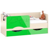 ЭКСПОЗИЦИЯ Кровать детская Дельфин-2 1,8, цвет дуб атланта/зелёное яблоко глянец, ШхГхВ 183,5х85х80 см., в РАЗОБРАННОМ ВИДЕ