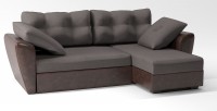 Диван угловой Амстердам еврокнижка коричневая рогожка+коричневая екокожа