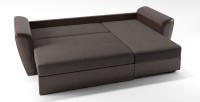 Диван угловой Амстердам еврокнижка коричневая рогожка+коричневая екокожа