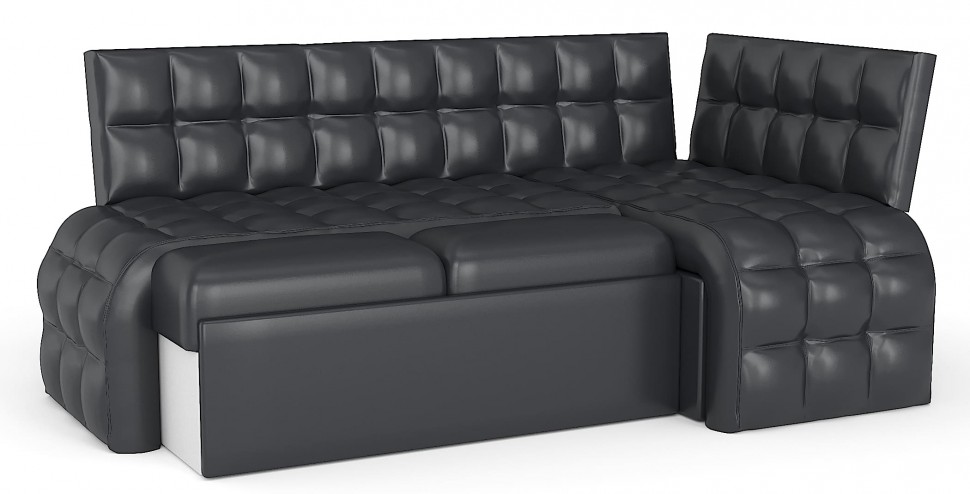 ДИВАН УГЛОВОЙ БРИСТОЛЬ ДЕЛЬФИН СО СПАЛЬНЫМ МЕСТОМ ЧЕРНАЯ ЭКОКОЖА