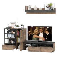 Трувор 13.70 Тумба под ТВ + 13.307.01 Комод + 15.60 Полка, цвет дуб гранж песочный/интра, ШхГхВ 258,8х45,4х195 см., универсальная сборка