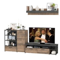 Трувор 13.70 Тумба под ТВ + 13.307.01 Комод + 15.60 Полка, цвет дуб гранж песочный/интра, ШхГхВ 258,8х45,4х195 см., универсальная сборка