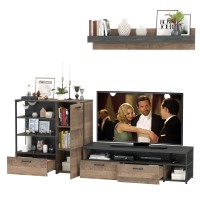 Трувор 13.70 Тумба под ТВ + 13.307.01 Комод + 15.60 Полка, цвет дуб гранж песочный/интра, ШхГхВ 258,8х45,4х195 см., универсальная сборка