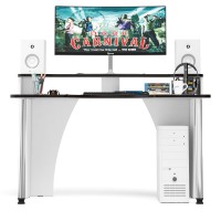 Стол компьютерный с надстройкой С-МД-СК2Н-1360-750, цвет белый/кромка венге, ШхГхВ 136х75х91(75) см., опора хром D50 мм., столешница 22 мм.