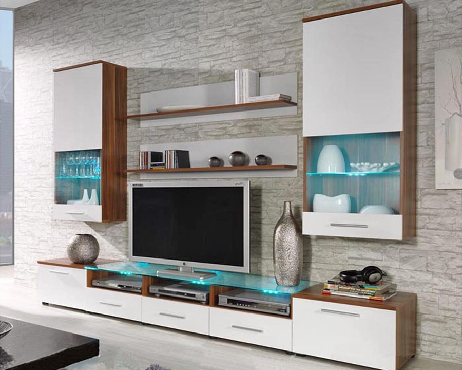 Гостиная Тома Белый Фасадный 0101 / Орех 0729