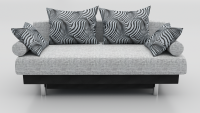 Диван прямой Алькантара еврокнижка серая рогожка+черная экокожа
