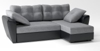 Диван угловой Амстердам еврокнижка серая рогожка+черная екокожа