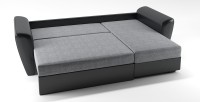 Диван угловой Амстердам еврокнижка серая рогожка+черная екокожа