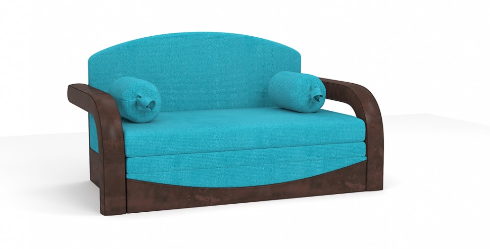 Диван выкатной Димочка велюр бирюзовый + экокожа коричневый
