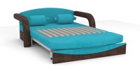 Диван выкатной Димочка велюр бирюзовый + экокожа коричневый