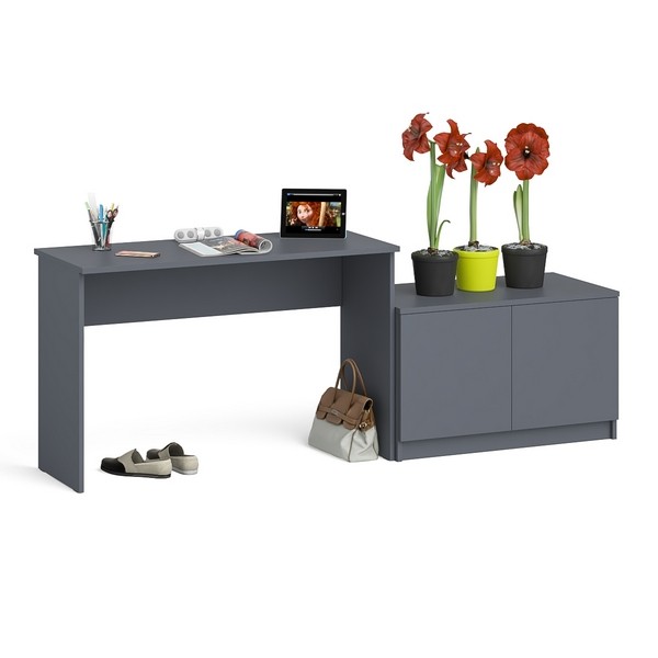 Мори Стол письменный МСП1200.1 + Тумба МА900.1, цвет графит, ШхГхВ 210,8х50,4х76,6 см., универсальная сборка
