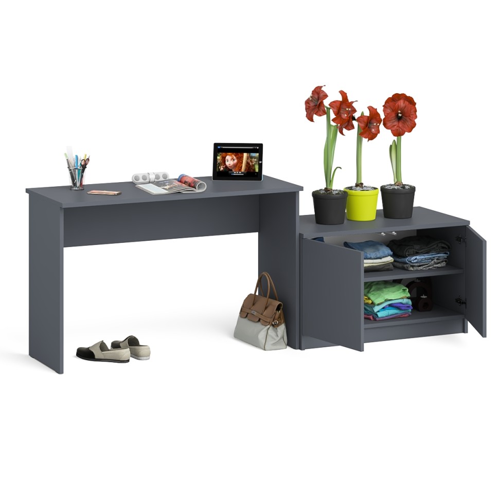Мори Стол письменный МСП1200.1 + Тумба МА900.1, цвет графит, ШхГхВ 210,8х50,4х76,6 см., универсальная сборка