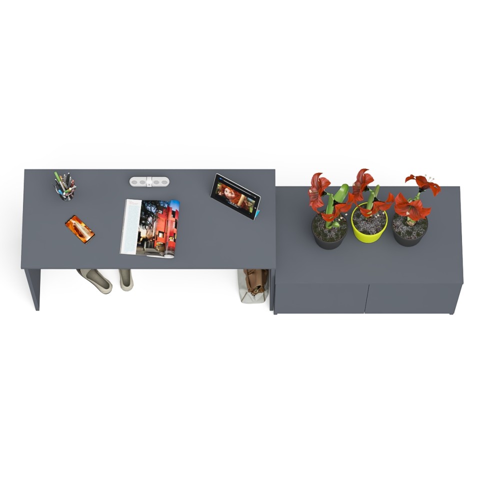 Мори Стол письменный МСП1200.1 + Тумба МА900.1, цвет графит, ШхГхВ 210,8х50,4х76,6 см., универсальная сборка