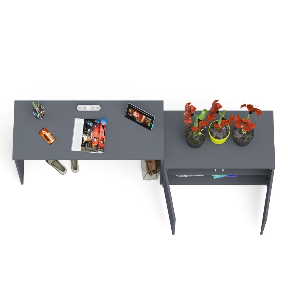 Мори Стол письменный МСП1200.1 + Тумба МА900.1, цвет графит, ШхГхВ 210,8х50,4х76,6 см., универсальная сборка