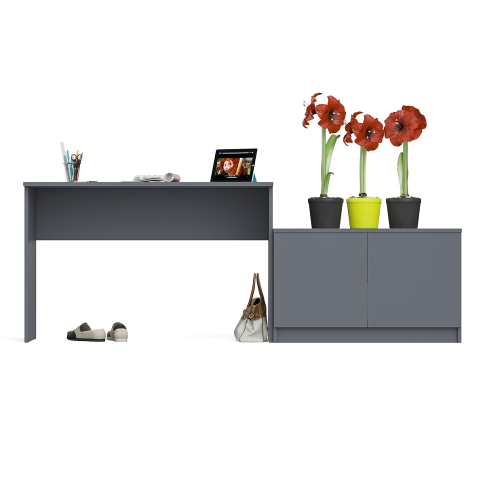 Мори Стол письменный МСП1200.1 + Тумба МА900.1, цвет графит, ШхГхВ 210,8х50,4х76,6 см., универсальная сборка