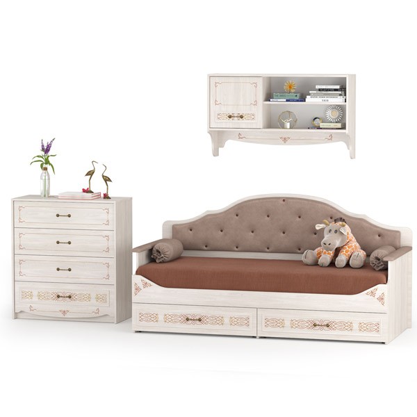 СНЯТО Флоренция № 06 10.102+11.07+10.119, цвет ясень анкор светлый, ШхГхВ 286х84,1х180 см., сп. м. 800х1900 мм., б/м, осн. есть, универс. сборка