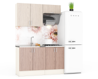 Кухня Мери 03 ШВ800+ШВв600+ШНМ800+ШН600, цвет дуб/ясень шимо светлый/ясень шимо тёмный, ШхГхВ 140х30х67 см./140х60х85 см.